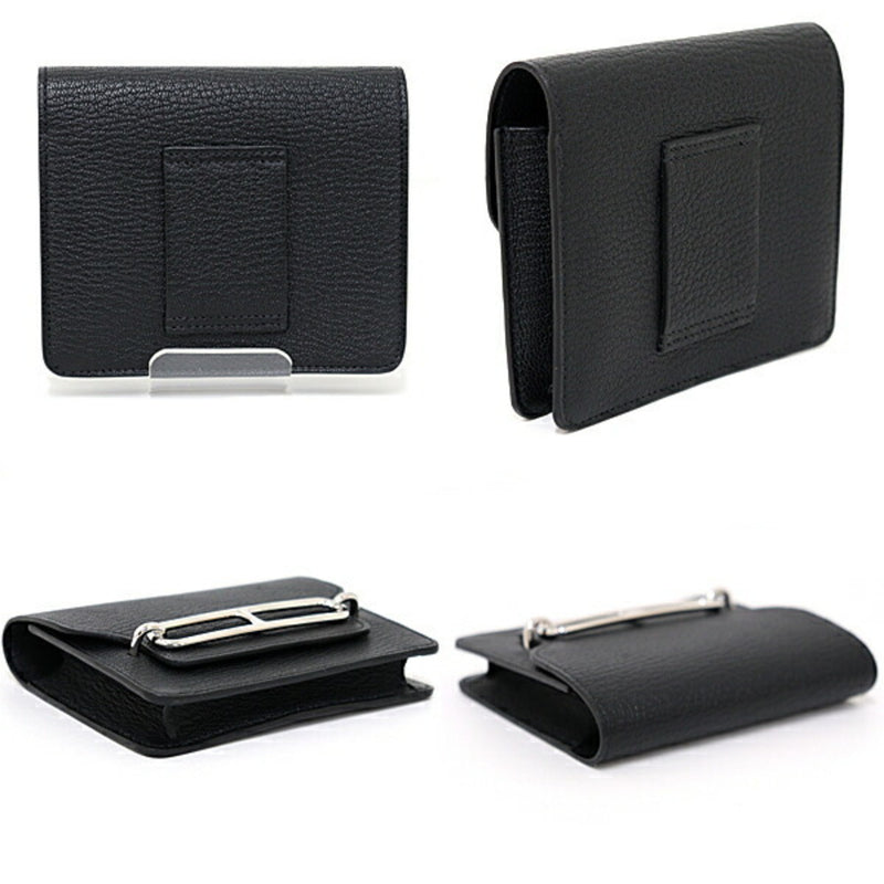 HERMES Ruri Wallet Coin Case Chevre U Engraved Noir