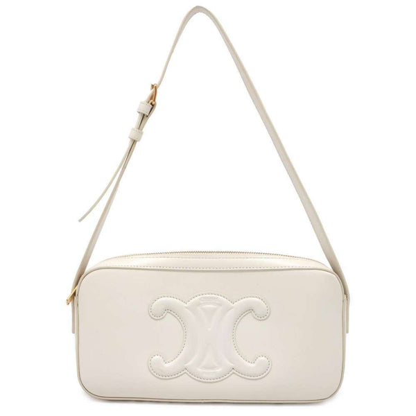 Celine Shoulder Bag Cuir Triomphe Camera Leather 199183DU3 CELINE White