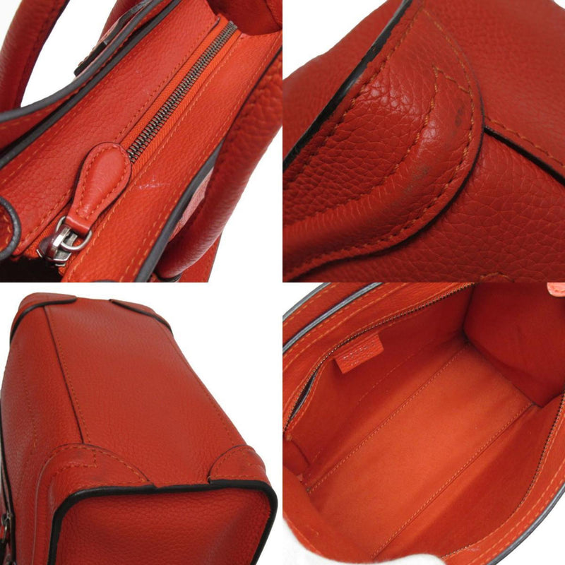 CELINE Handbag Shoulder Bag Luggage Nano Shopper Leather Orange Women's w0512i