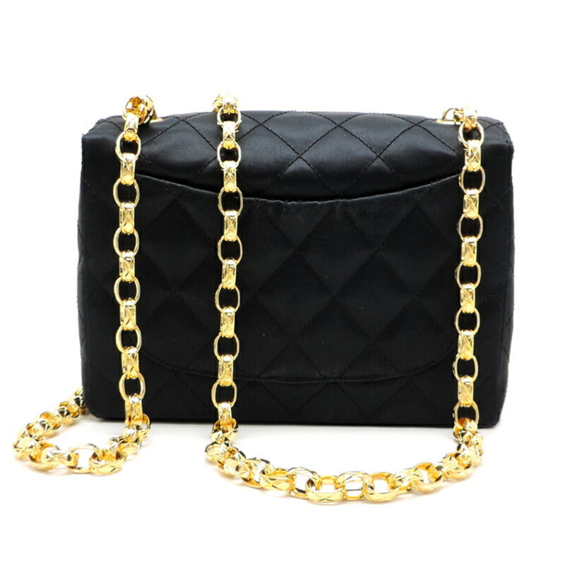 Chanel Matelasse 17 Chain Women's Shoulder Bag A35200 Satin Black