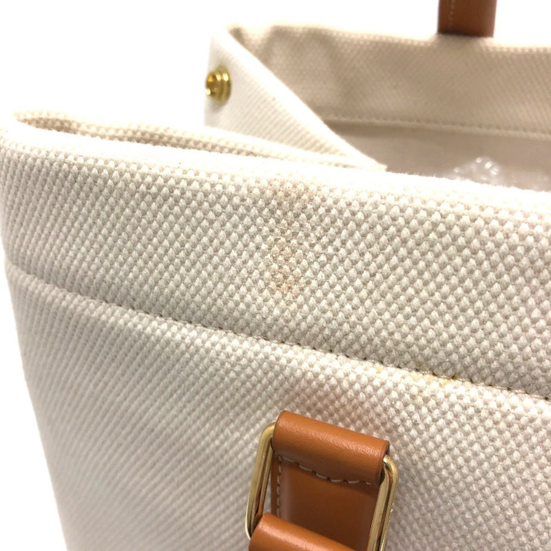 CELINE logo Bag Horizontal Cabas Tote Bag Natural /tongue White