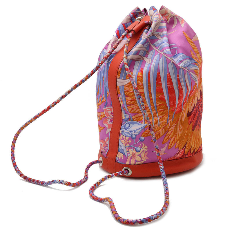 HERMES Hermes Soircool 22 Flamingo party shoulder bag silk leather orange red multicolor T engraved