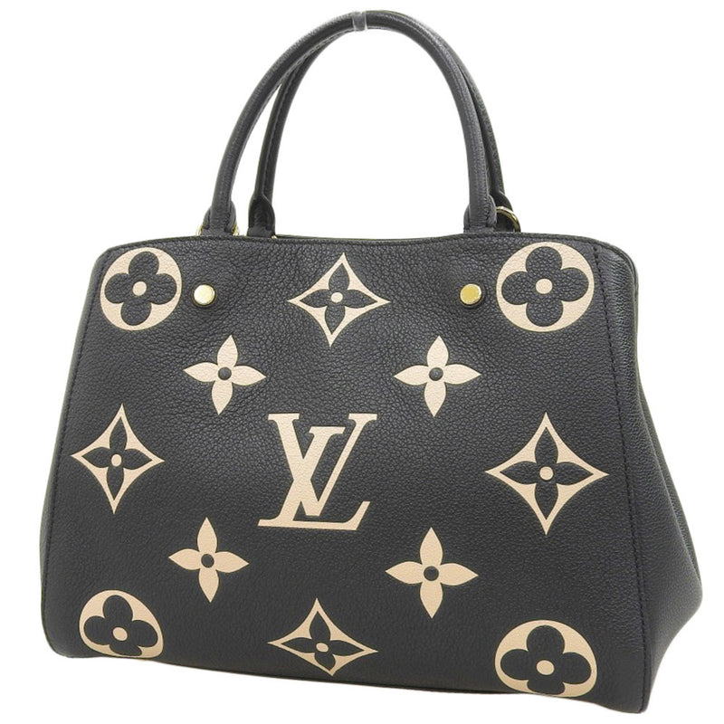 LOUIS VUITTON Giant Monogram Empreinte Montaigne MM M45499 Handbag Black