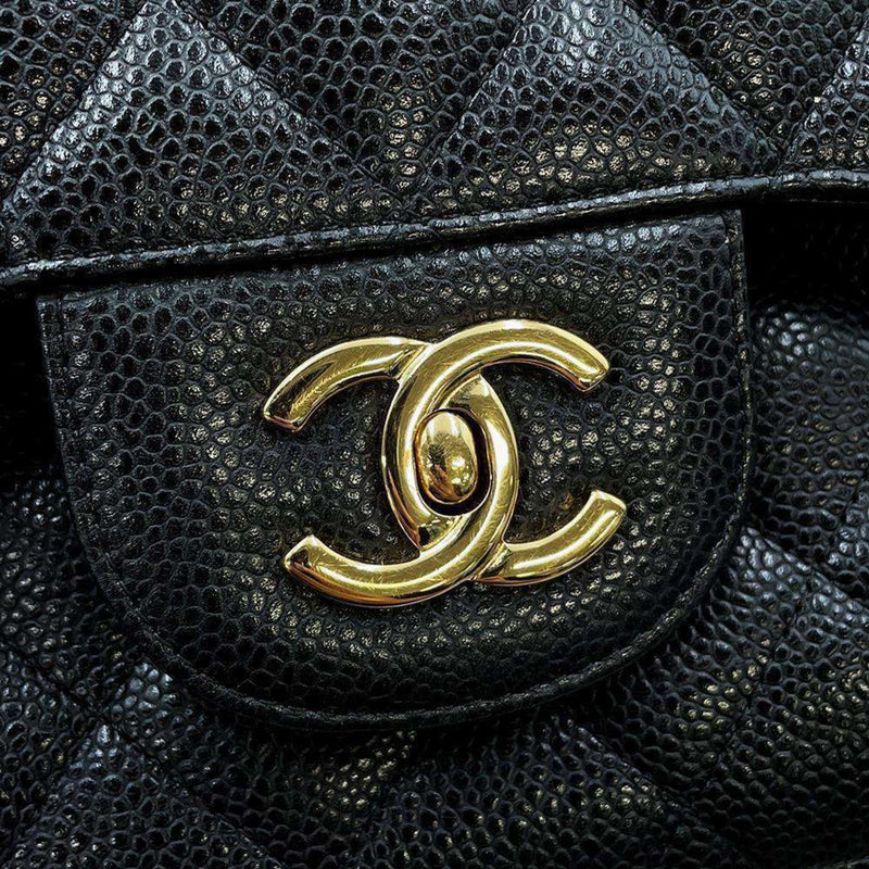 Chanel Chain Shoulder Bag Matelasse 30 Coco Mark Caviar Skin A58600 Dekamato Black