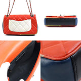 CHANEL Shoulder Bag Matelasse Leather/Metal Orange/Multicolor/Silver Ladies