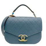 CHANEL Chanel Matelasse Chain Shoulder Coco Mark Caviar Skin Blue A93660 23 Series Handbag Bag Women's