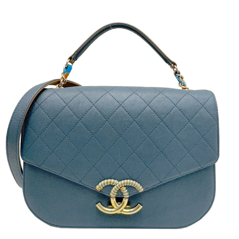 CHANEL Chanel Matelasse Chain Shoulder Coco Mark Caviar Skin Blue A93660 23 Series Handbag Bag Women's