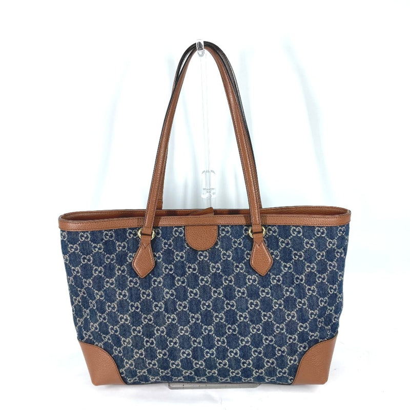 Gucci 631685 Ophidia GGDenim Shoulder Bag Tote Bag blue Brown