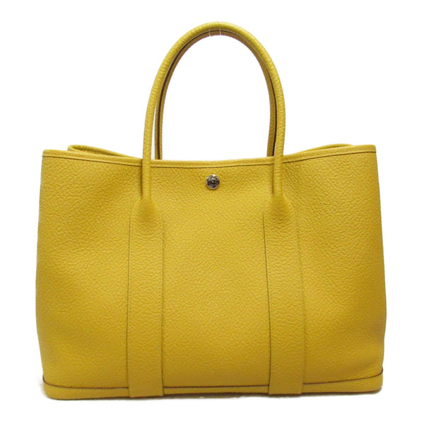 HERMES Garden Party PM Jaune Ambre Tote Bag Yellow Jaune ambre Country leather leather