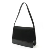 CHANEL Coco Mark Shoulder Bag Cotton Jersey Patent Leather Black