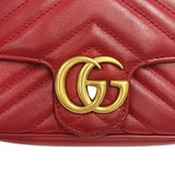 GUCCI 476433 Chain Shoulder GG Marmont Bag Red Women's