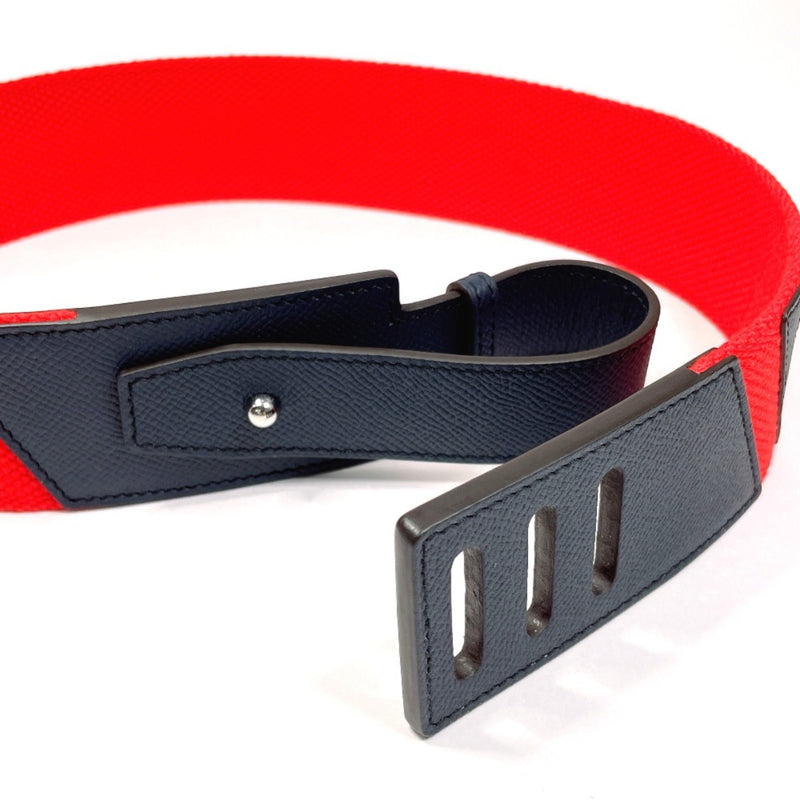 HERMES Croisière H Belt Canvas/Veau Epsom Red Z Stamped Women's N4044339