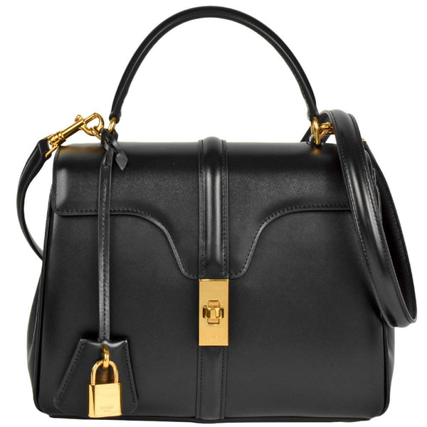 CELINE 16 Seize Small Handbag Calfskin Lambskin 188003BEY.38NO Black Women's