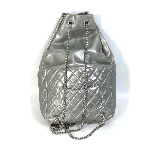 Chanel A94417 backpack drawstring Chain Backpack Silver