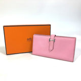 Hermes Long Wallet HHardware Two fold Long Wallet pink SilverHardware