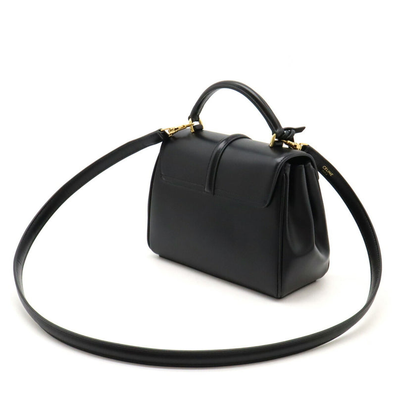 CELINE 16 Seize One Handle Handbag Shoulder Bag Calfskin Black 197983