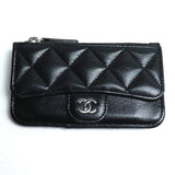 CHANEL Classic Line Card Case Coin Black AP2570 Women's