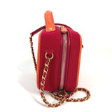 Chanel CC Mark Crossbody 2WAY bag Chain Shoulder Bag Red Orange