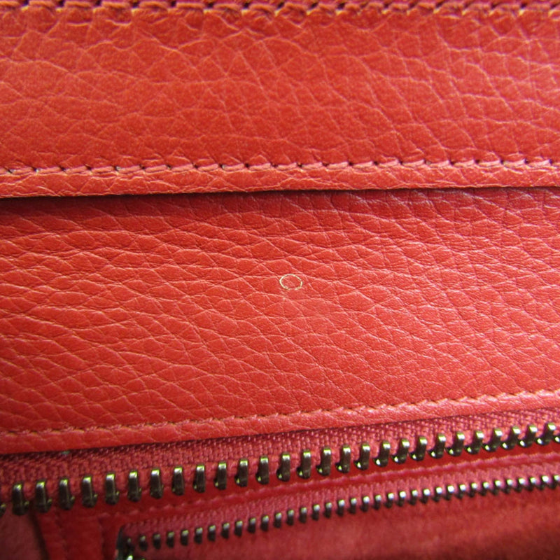 Celine Luggage Micro Shopper 167793 Women's Leather Handbag Red Color