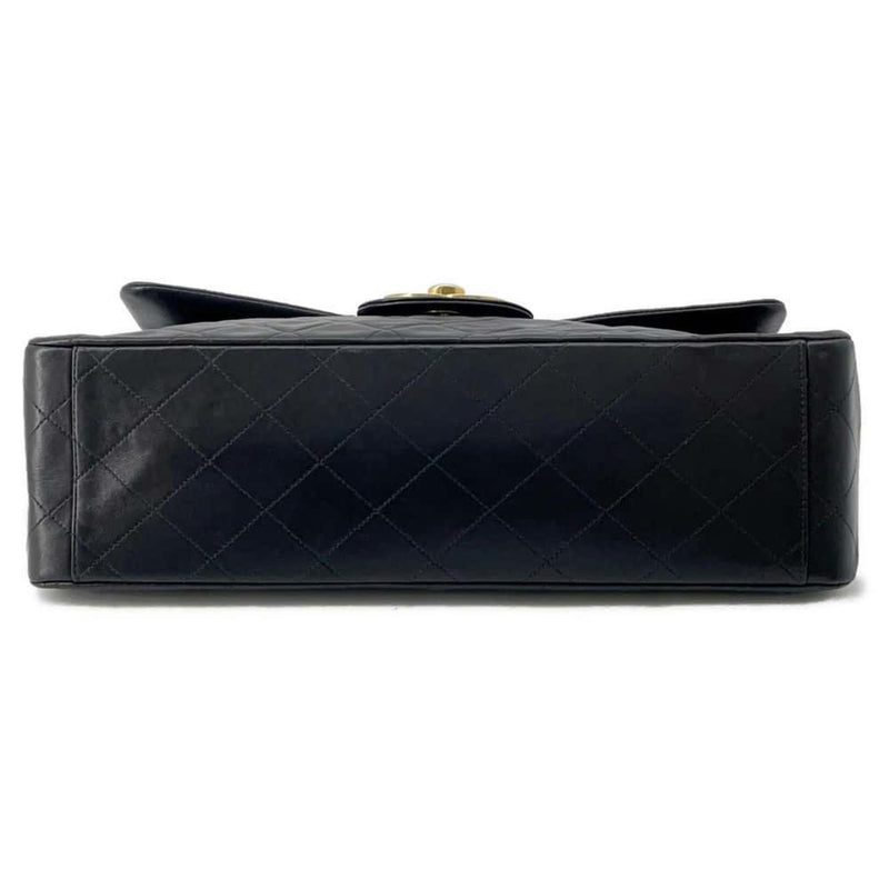 Chanel Chain Shoulder Bag Deca Matelasse Single Flap Lambskin CHANEL Black