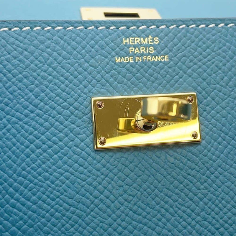 Hermes Kelly Wallet Long To-Go Shoulder Bag New Blue Jean Epson B Stamp