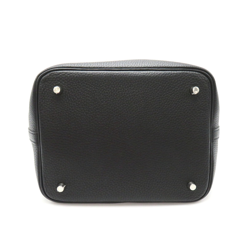 HERMES Picotin Lock MM Black Noir Taurillon Clemence Calfskin (cowhide)