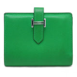 HERMES Bearn Compact Wallet Coin Purse Leather Lagon Green