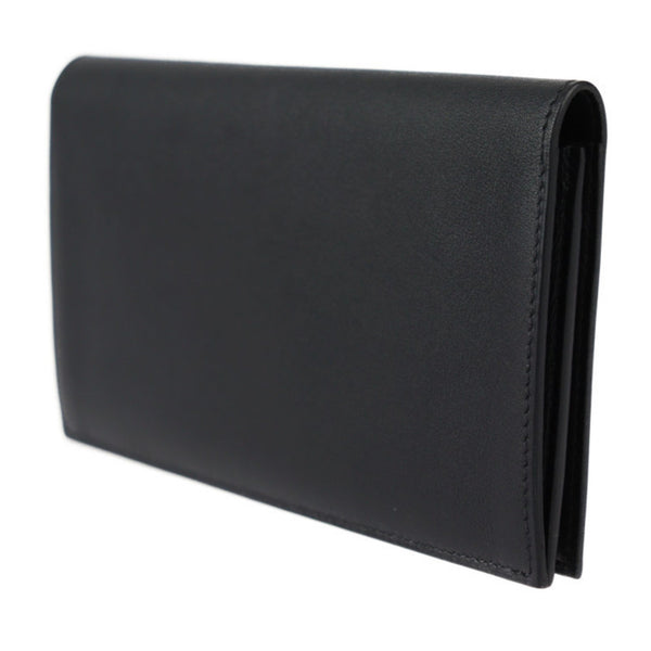 HERMES Citizen Twill Long Wallet, Swift Leather, Black, Bi-fold D Engraved