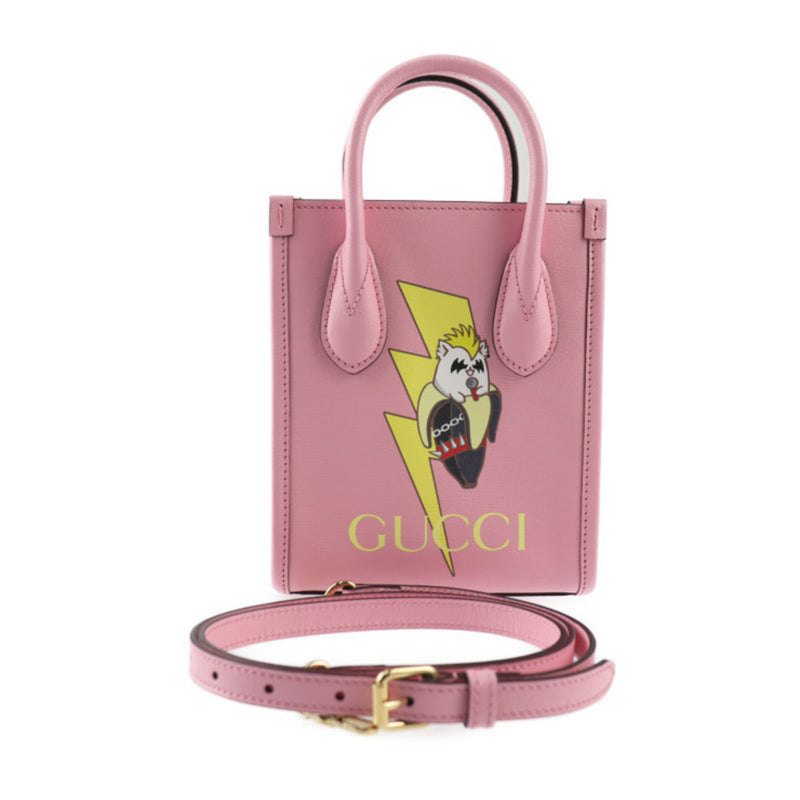 GUCCI Gucci Bananya collaboration handbag 671623 leather pink shoulder bag