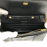 Balenciaga 656050 B logo Chain wallet Shoulder Bag Black GoldHardware