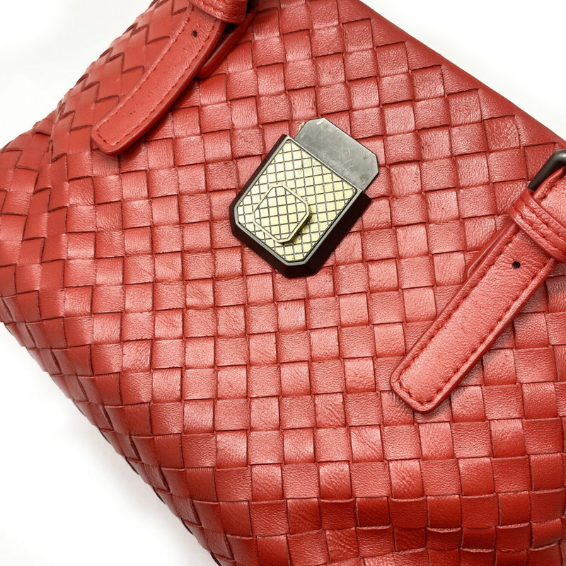 BOTTEGA VENETA Bottega Veneta Intrecciato Baby Roma Leather Red Handbag Bag Women's