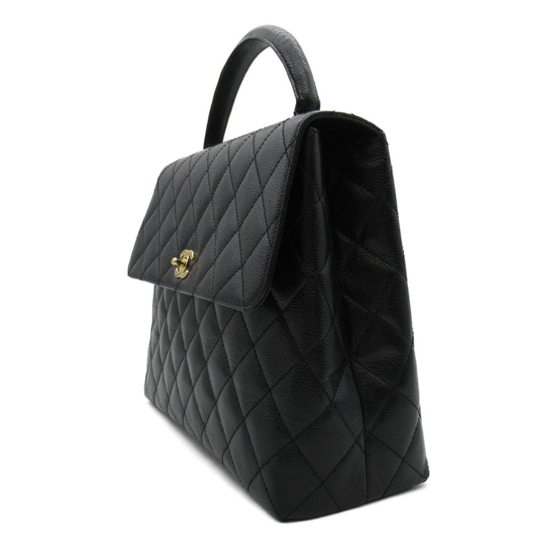 CHANEL Matelasse Handbag Black Caviar Skin (Grained Calf)