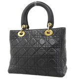 Christian Dior Lady Medium Cannage MA 0917 Handbag Leather Black