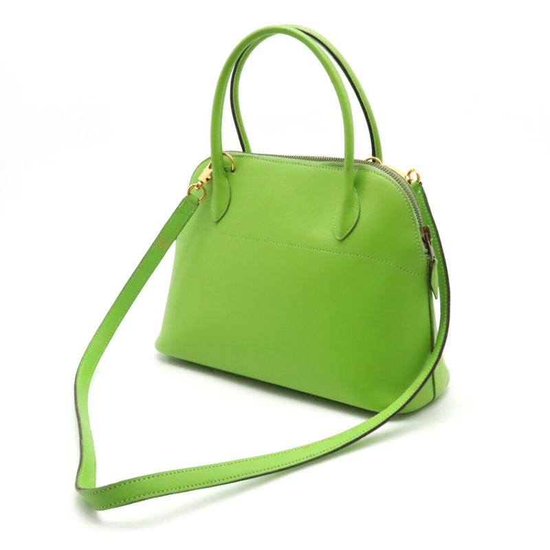 HERMES Bolide 27 handbag shoulder bag leather green V stamp