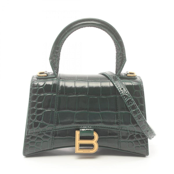 BALENCIAGA HOURGLASS XS Handbag Bag Leather Women's Green 5928331LRGM3011