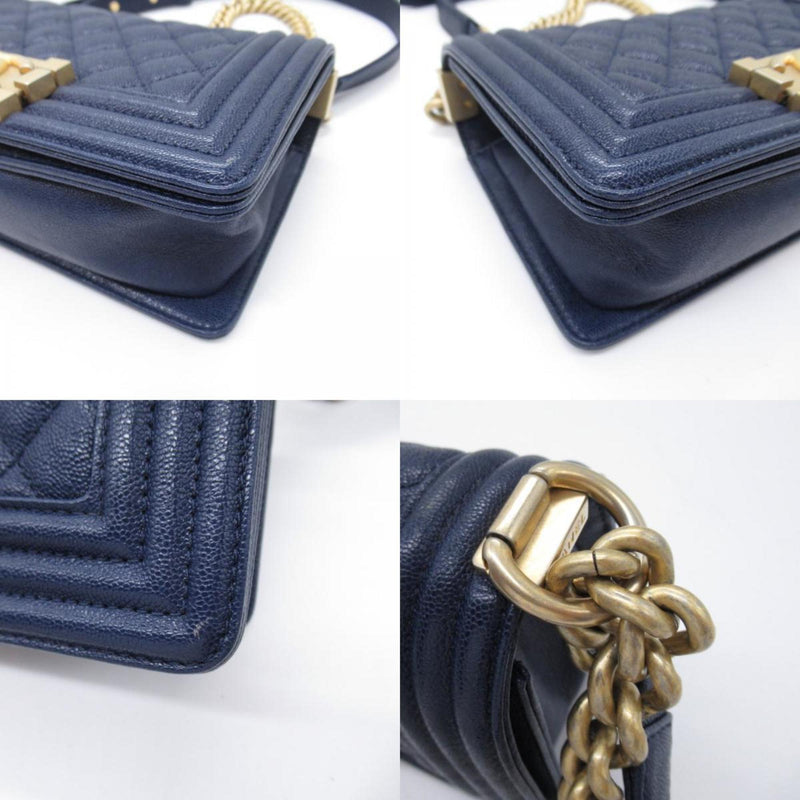 CHANEL Boy Chanel Chain Shoulder Bag Caviar Skin (Grained Calf) Women's Navy