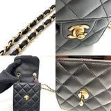 Chanel Bag Classic Matelasse Chain Shoulder Black Champagne Pochette Women's Lambskin Leather CHANEL