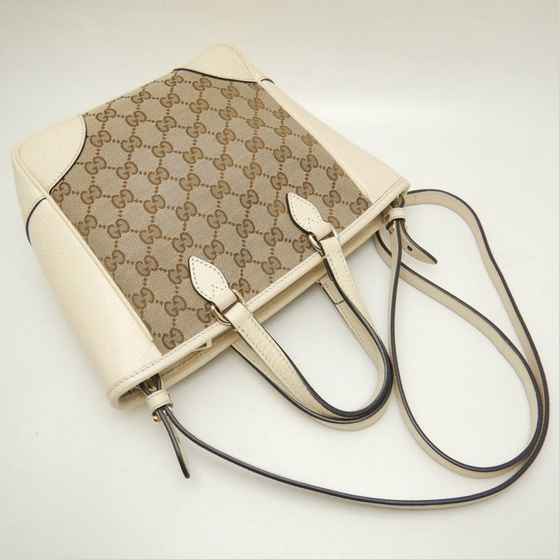 GUCCI 449241 Handbag GG Canvas x Leather Beige Ivory Outlet 251696