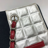 Chanel Chain Tote Bag Navy Silver