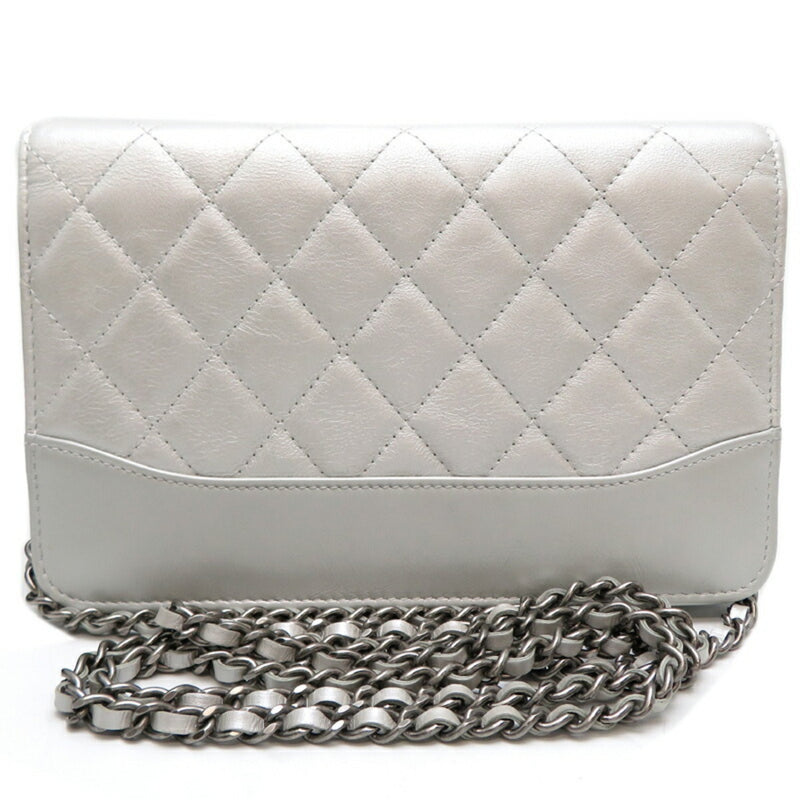 Chanel Seal Matelasse Chain Wallet Women's Shoulder Bag A84389 Lambskin Silver