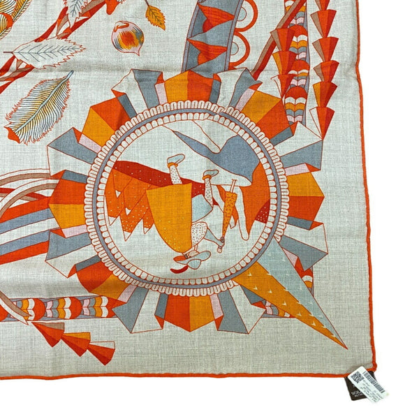 HERMES Hermes Carre Gean L’OMBRELLE MAGIQUE Magic Wand Umbrella Scarf Muffler Orange Women's