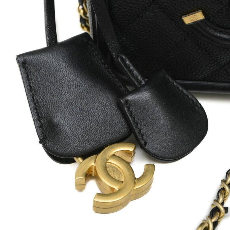 Chanel CC Filigree Small Chain Vanity Shoulder Bag Black A93343