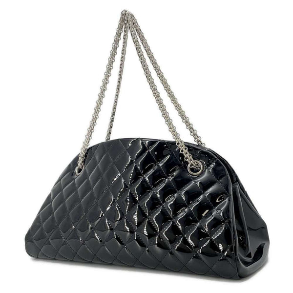 Chanel Chain Shoulder Bag Mademoiselle Bowling Patent 9854 CHANEL Black