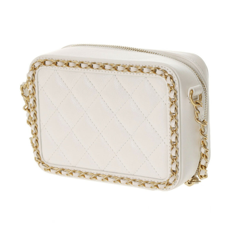 CHANEL CC Figley Small Vanity Chain Around White Women's Calf Shoulder Bag