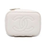 Chanel Chain Shoulder Bag Coco Mark Matelasse Vanity Trump Small Caviar Skin AP3078 White