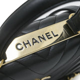 Chanel Chevron Shoulder Bag Lambskin Black A92236