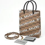 BALENCIAGA Large Bag Allover 693805 Coated Canvas/Leather Beige E-155971