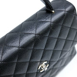 CHANEL Matelasse Caviar Skin Kelly Tote Bag Handbag Black Seal Included A12397