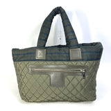 Chanel A48611 Quilted shawl Medium Tote Shoulder Bag Check Tote Bag khaki