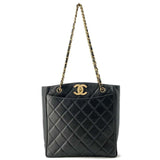 Chanel Chain Shoulder Bag Matelasse Coco Mark Caviar Skin CHANEL Tote Black